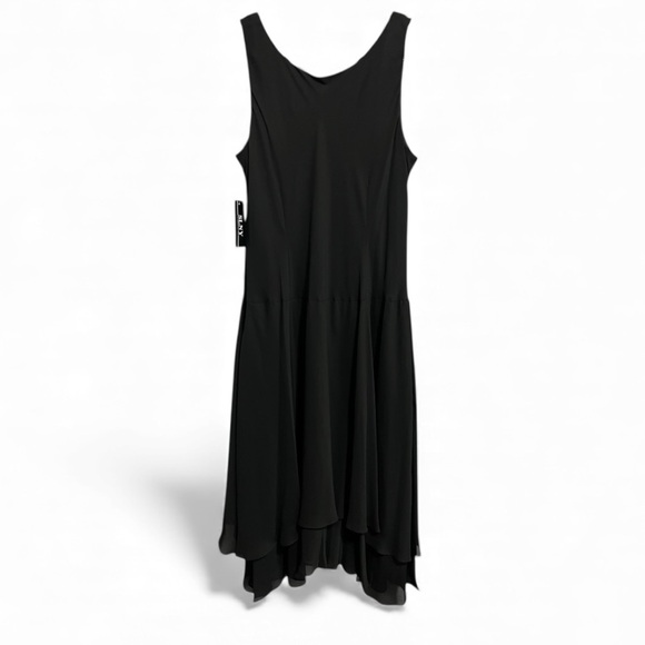 SLNY Black Beaded Detail Chiffon Dress Size 18 - Picture 3 of 9